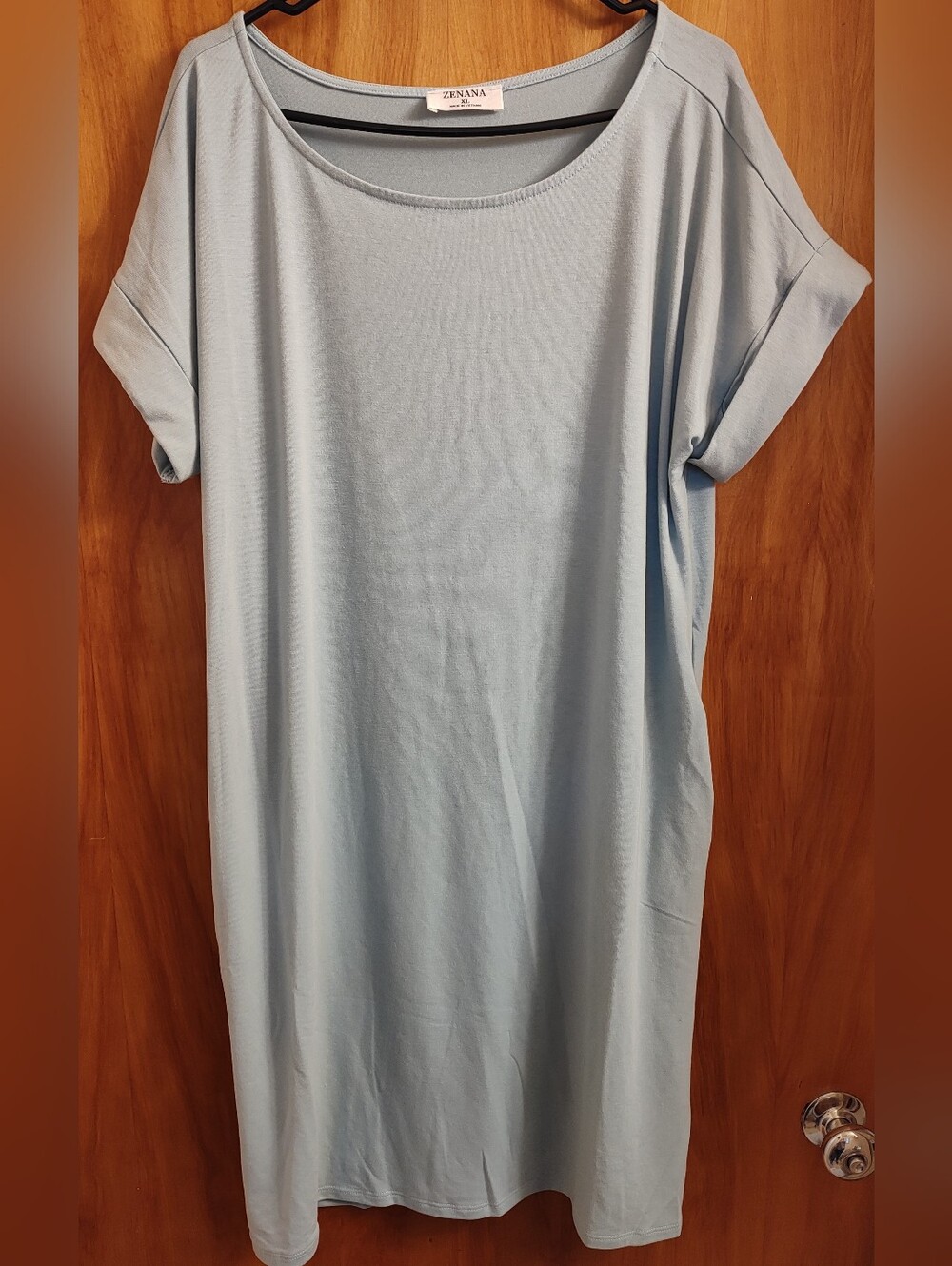 2 Zenana TShirt Dresses Sage & Khaki Short Sleeve  Size XL New -Selling Together